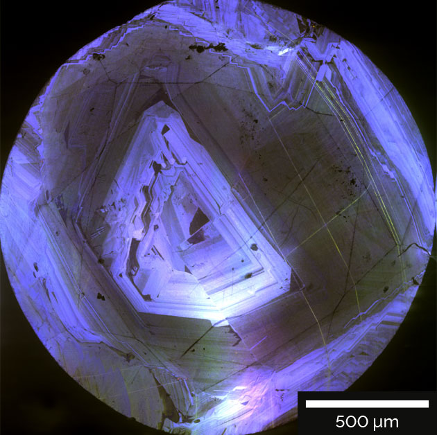 Cathodoluminiscence image of a diamond. 