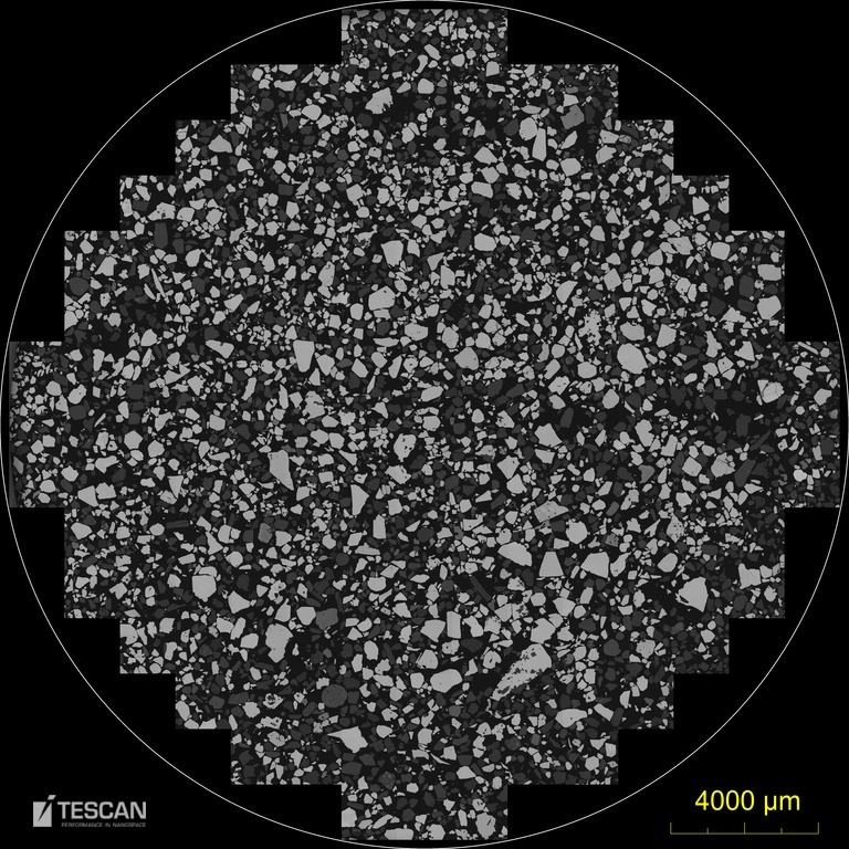 Stitched image of heavy mineral sand 25 mm in diameter