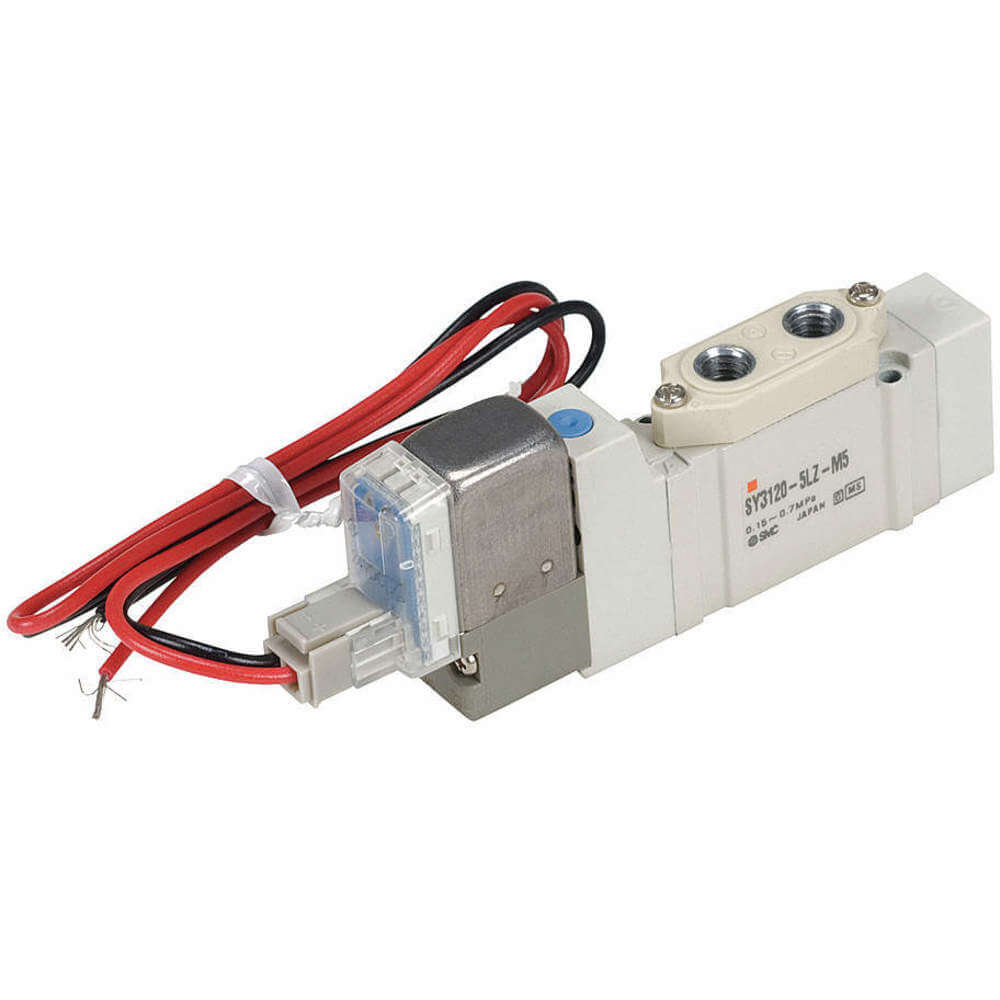 Van điện từ 5 cổng dạng bi bằng hợp kim nhôm và nhựa, vận hành bằng điện áp 24V DC, kích thước cổng M5, mã hàng: SY3120-5LZ-M5