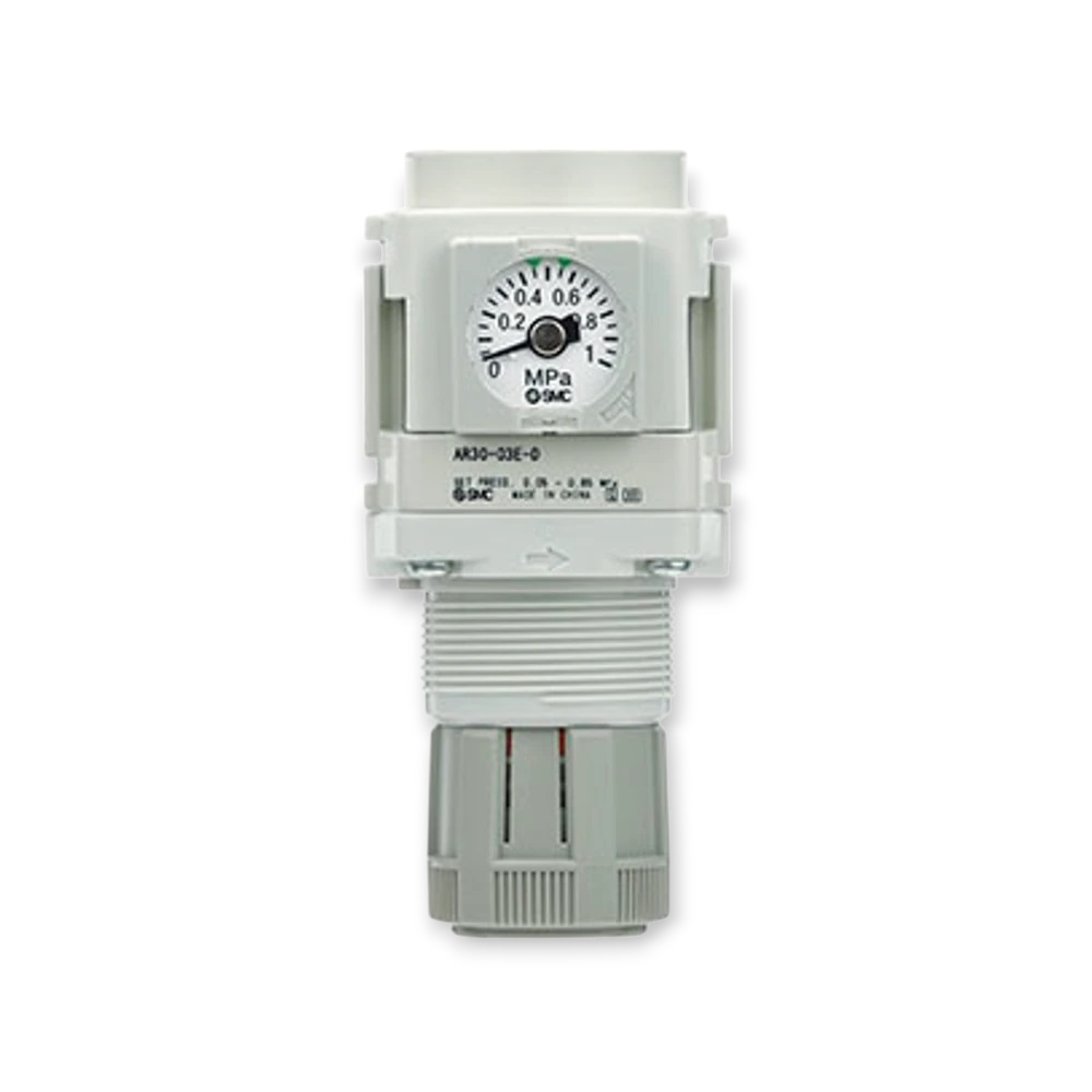 Van điều áp khí nén kết cấu modular, dùng cho điều chỉnh áp suất đầu ra hệ thống khí nén MRO, kích thước cổng 1/4 inch Rc x dải áp suất cài đặt thấp 0.02 đến 0.2 MPa, mã hàng: SMC AR20-02-1-D