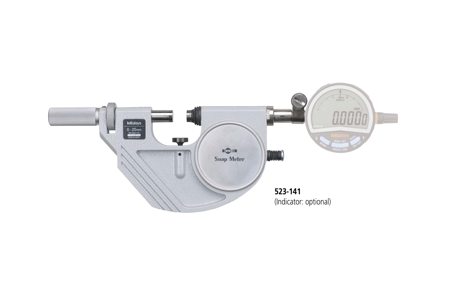 Panme đo ngoài khung thép, dùng đo độ dày chi tiết cơ khí, dải đo 0-25mm, không kèm đồng hồ so, hiệu: Mitutoyo PSM-25S