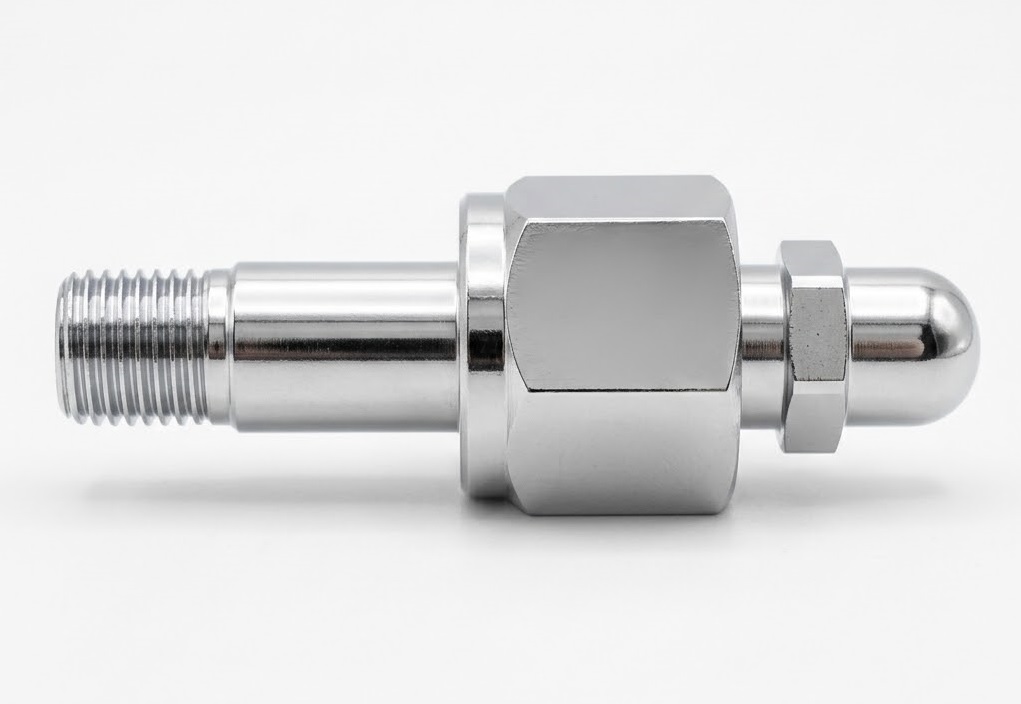 Đầu nối bằng đồng mạ Chrome, dùng để kết nối van khí tiêu chuẩn CGA 540 với thiết bị ren 1/4 inch MNPT, kiểu ren thuận, mã hàng: CGA540-1/4-MNPT